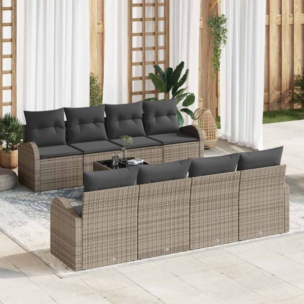 Garden Sofa Set Gray 55 x 55 x 37 cm polyrattan