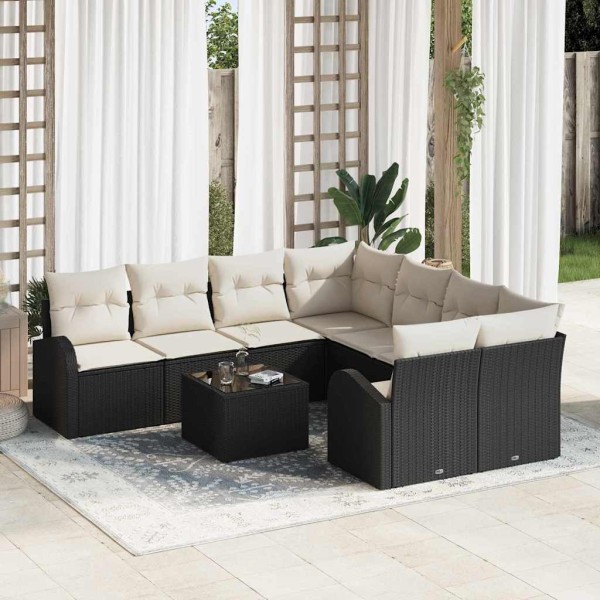 Garden Sofa Set Black 55 x 55 x 37 cm polyrattan