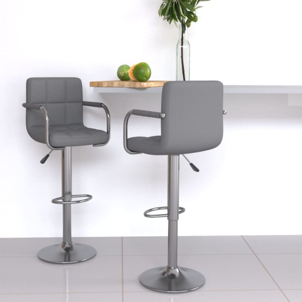 Bar stools, 2 pcs., gray color, artificial leather