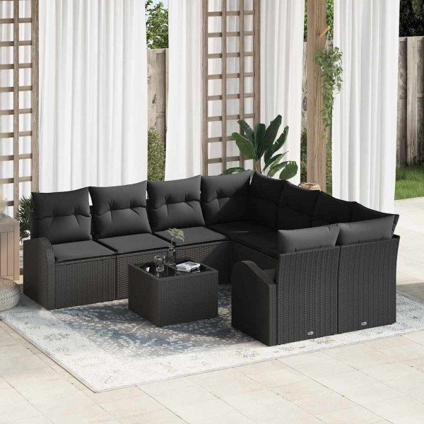 Garden Sofa Set Black 55 x 55 x 37 cm polyrattan