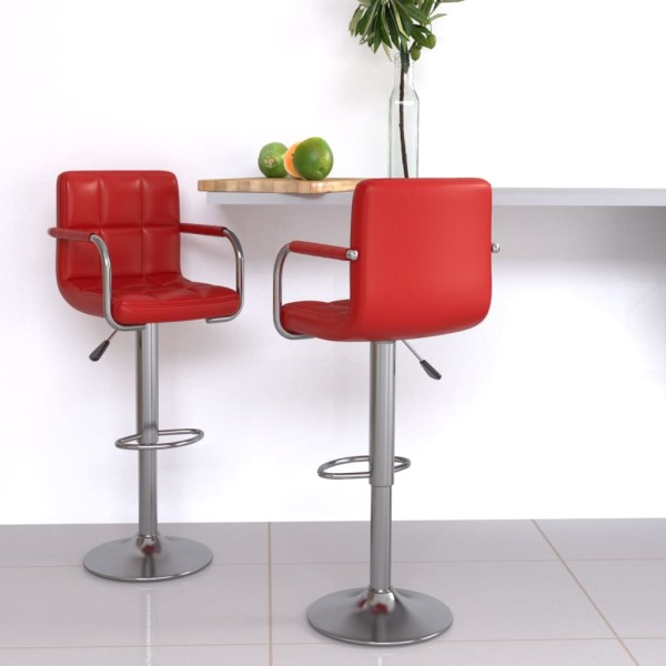 Bar stools, 2 pcs., red wine color, artificial leather