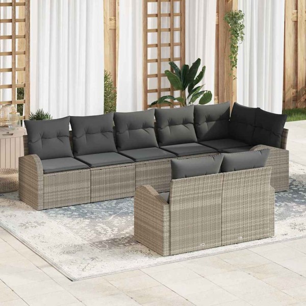 Garden Sofa Set Light gray 55 x 55 x 37 cm polyrattan