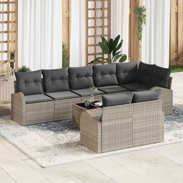 Garden Sofa Set Light gray 55 x 55 x 37 cm polyrattan