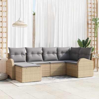 Garden Sofa Set 6 pcs Sand...