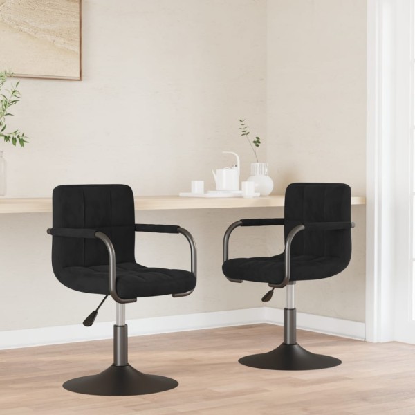 Swivel dining chairs, 2 pcs., black, velvet