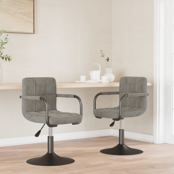 Swivel dining chairs, 2 pcs., light gray, velvet