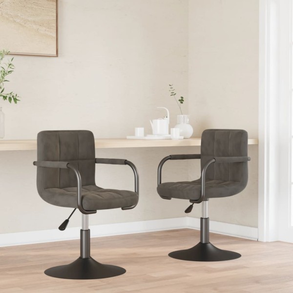 Swivel dining chairs, 2 pcs., dark gray, velvet