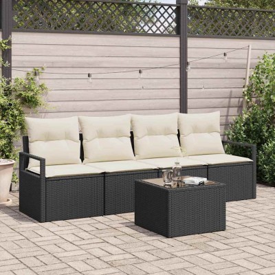 Sofa set 5 pcs Black and...