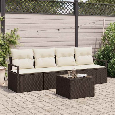 Sofa set 5 pcs Brown and...