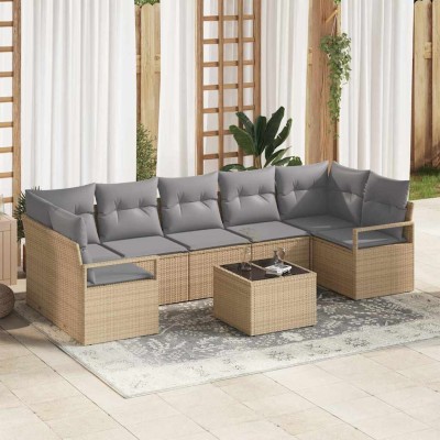 Sofa set 8 pcs Beige and...