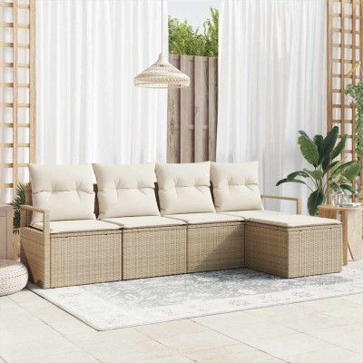 Sofa set 5 pcs Sand polyrattan