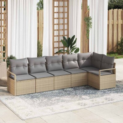 Sofa set 6 pcs Sand polyrattan