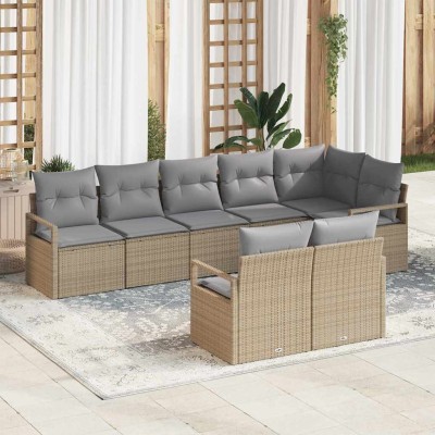 Sofa set 8 pcs Sand polyrattan