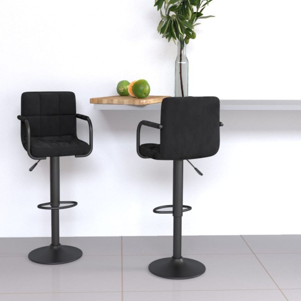 Bar stools, 2 pcs., black, velvet