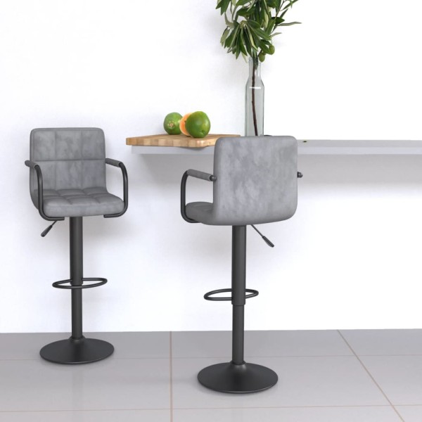 Bar stools, 2 pcs., light gray color, velvet