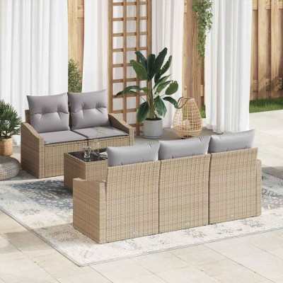 Sofa set 6 pcs Beige and...