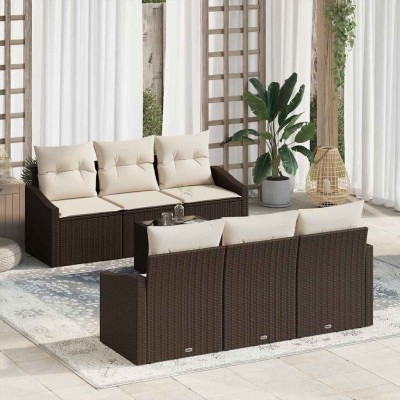 Sofa set 7 pcs Brown and...