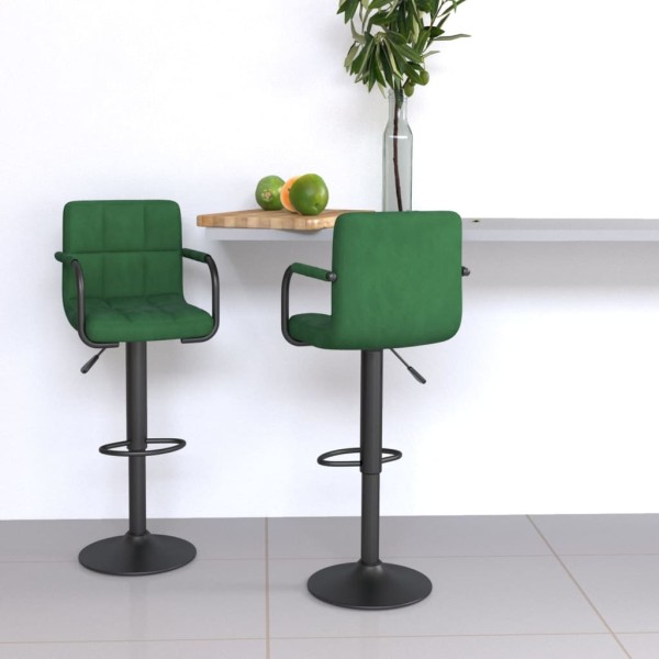 Bar stools, 2 pcs., dark green, velvet