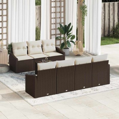 Sofa set 8 pcs Brown and...