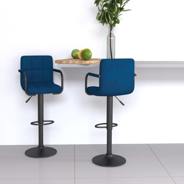 Bar stools, 2 pcs., blue, velvet