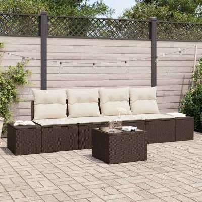 Sofa set 5 pcs Brown and...