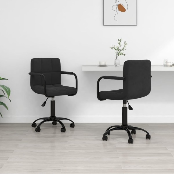 Swivel dining chairs, 2 pcs., black, velvet