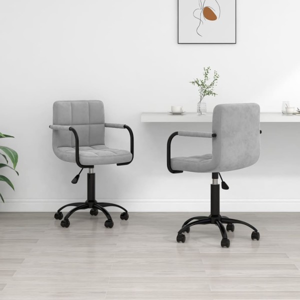 Swivel dining chairs, 2 pcs., light gray, velvet