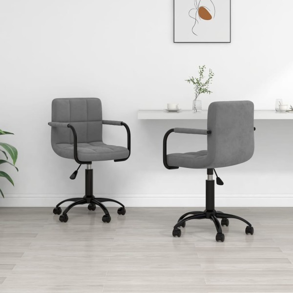 Swivel dining chairs, 2 pcs., dark gray, velvet
