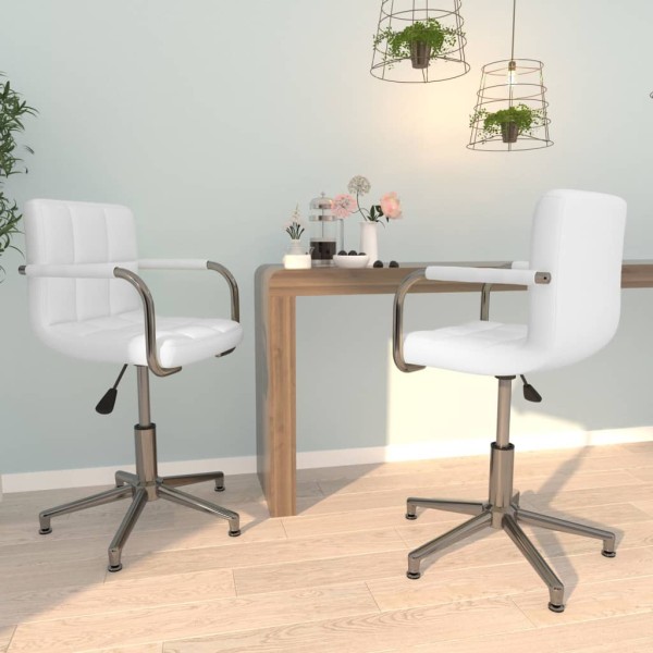 Swivel dining chairs, 2 pcs., white color, artificial leather