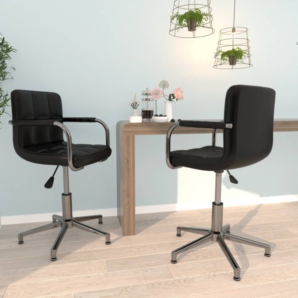 Swivel dining chairs, 2 pcs., black color, artificial leather