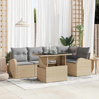 Garden Sofa Set 6 pcs Beige...