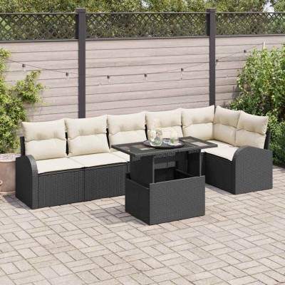 Garden Sofa Set 7 pcs Black...