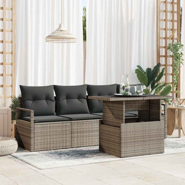 Garden sofa set with storage 5 pcs Gray polyrattan