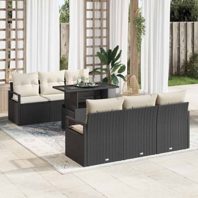 Garden Sofa Set 7 pcs Black...