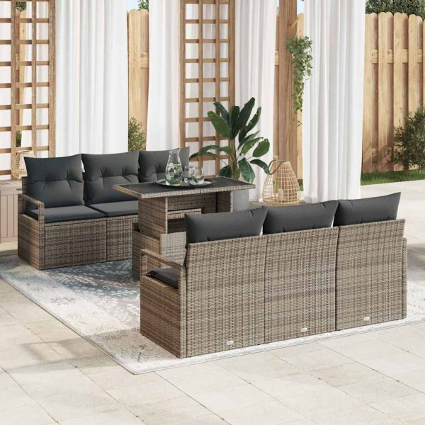 Garden sofa set with storage 7 pcs Gray polyrattan