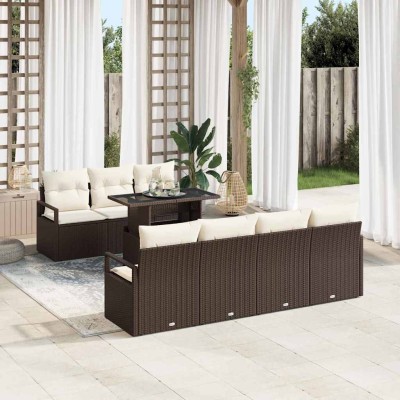 Garden Sofa Set 8 pcs Brown...
