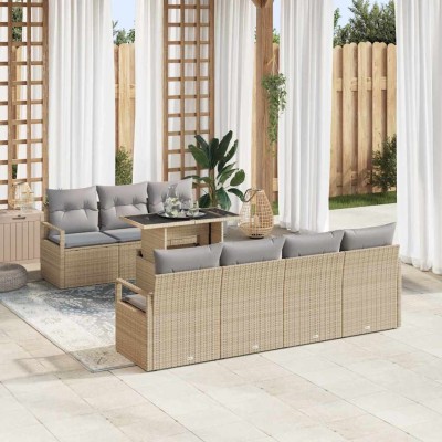 Garden Sofa Set 8 pcs Beige...