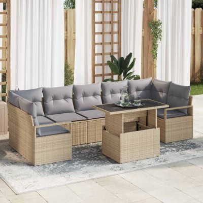Garden Sofa Set 8 pcs Beige...