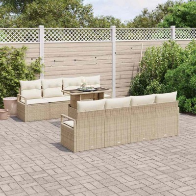 Garden Sofa Set 7 pcs Beige...