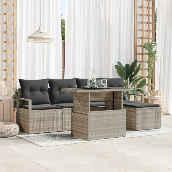 Garden sofa set with pillow 6 pcs. Light gray