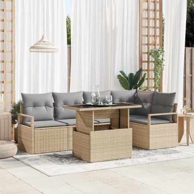 Garden Sofa Set 6 pcs Beige...
