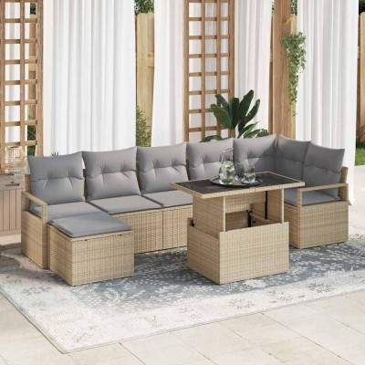 Garden Sofa Set 8 pcs beige...