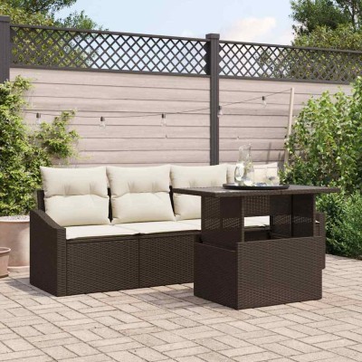Garden Sofa Set 5 pcs Brown...