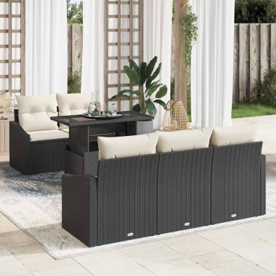 Garden Sofa Set 6 pcs Black...