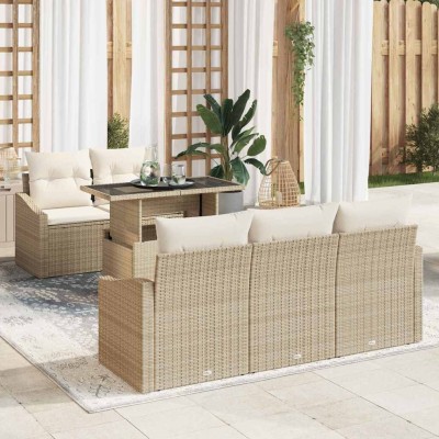 Garden Sofa Set 6 pcs beige...