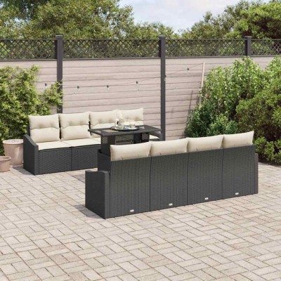 Garden Sofa Set 7 pcs Black...