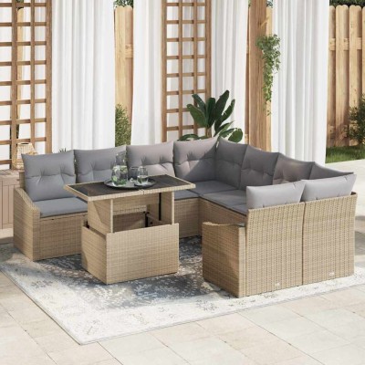 Garden Sofa Set 9 pcs Beige...