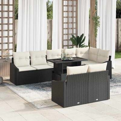Garden Sofa Set 9 pcs Black...