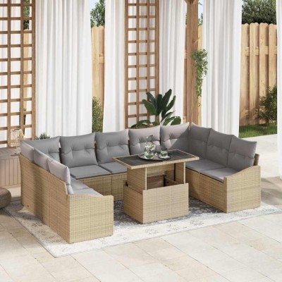 Sofa set 10 pcs Beige and...