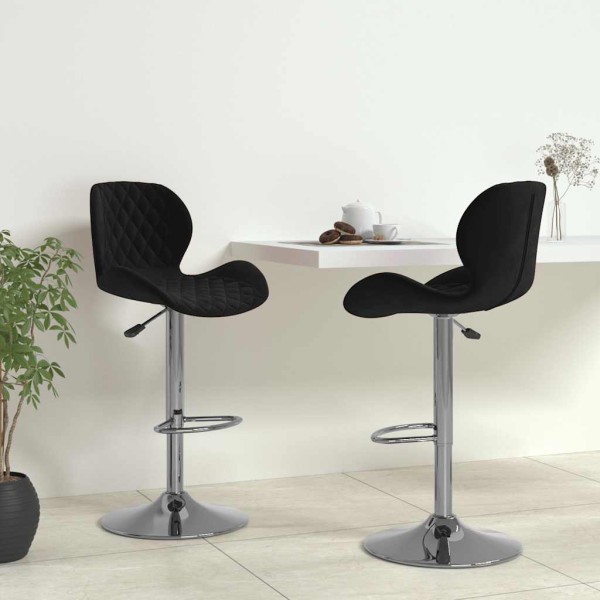 Bar stools, 2 pcs., black, velvet